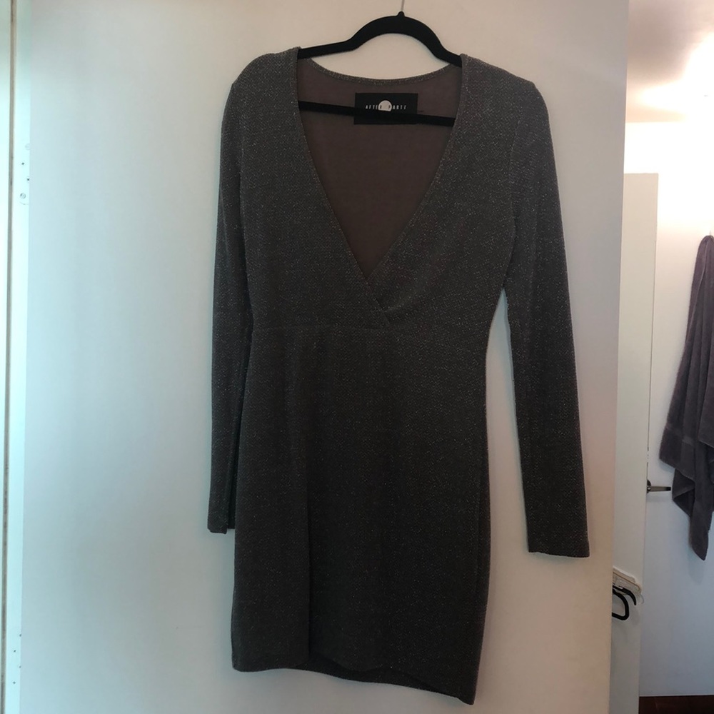 Glittery plunging mini dress